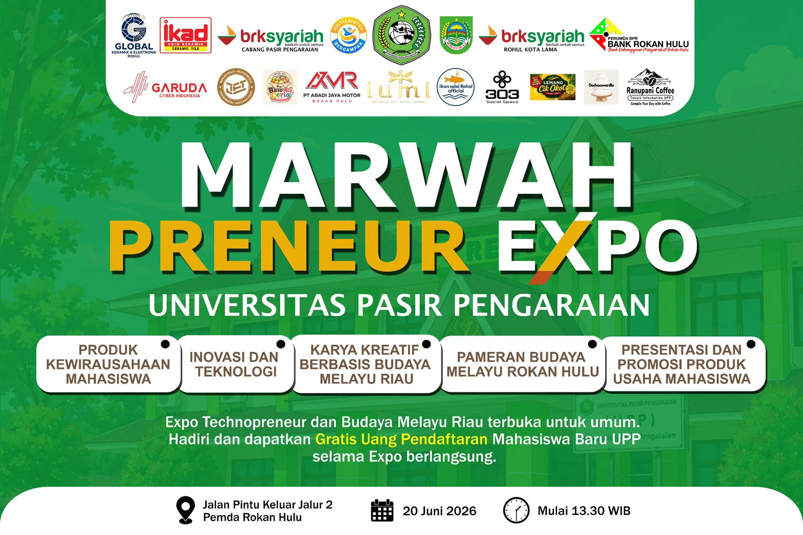UPP Gelar Marwah Preneur Expo 2026, Sinergi Inovasi Mahasiswa dan Budaya Melayu Rokan Hulu